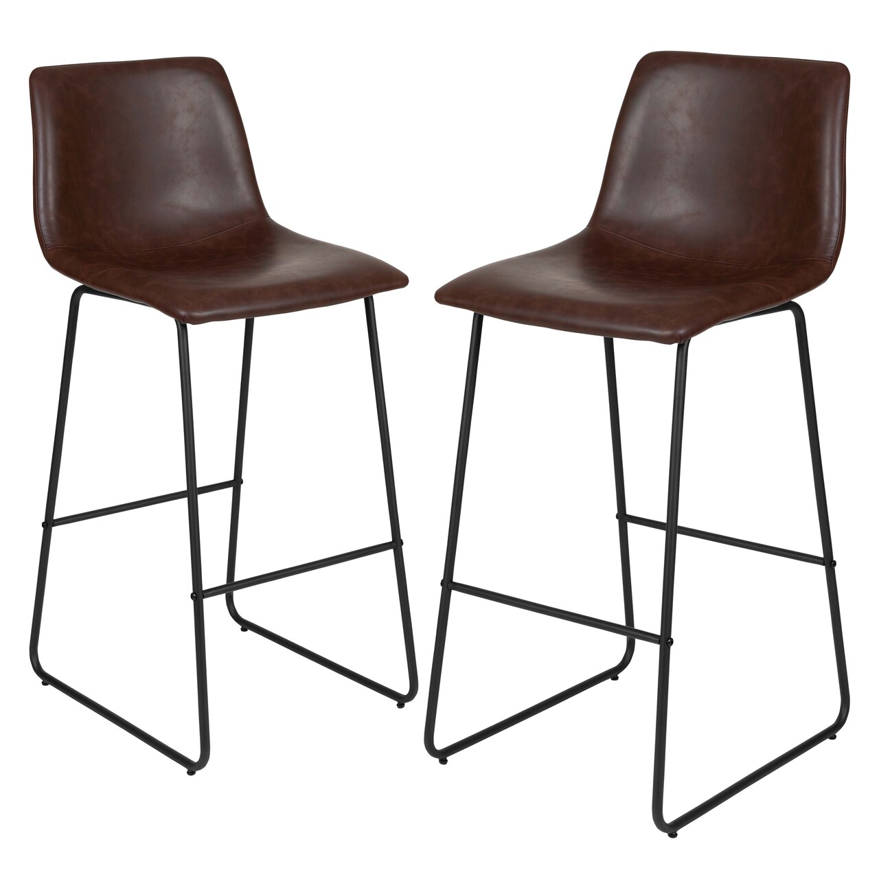 Merrick Lane 30 inch Faux Bar Height Bucket Seat Stools, Set of 2